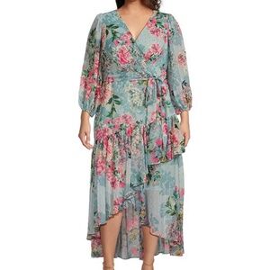 Eliza J Floral High-Low Maxi Dress Size 18W Wedding Formal Cocktail Garden Party